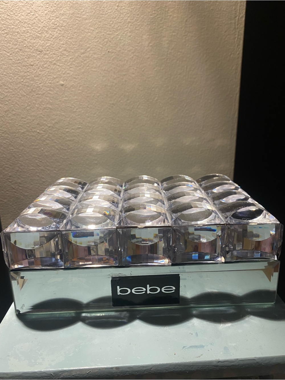Crystal accent trinket box  - Clear & Silver